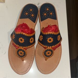 Jack Rogers orange & navy Women's Sandals